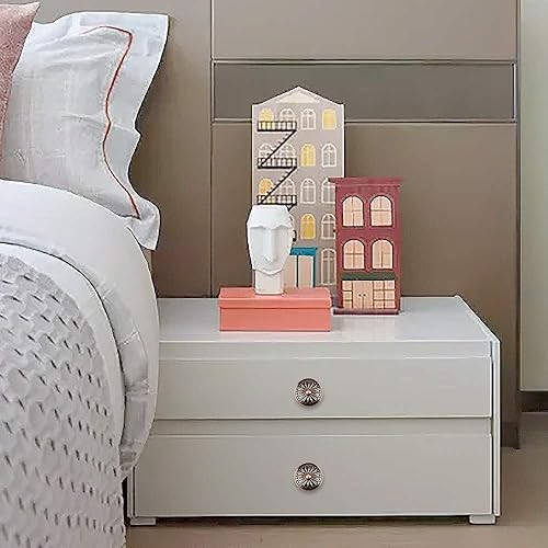 Miniatura 3 de Perillas de gabinete antiguas con diseño floral rojo mate y herrajes para cajones y puertas, redondas, estilo vintage, tiradores de 1.378in de