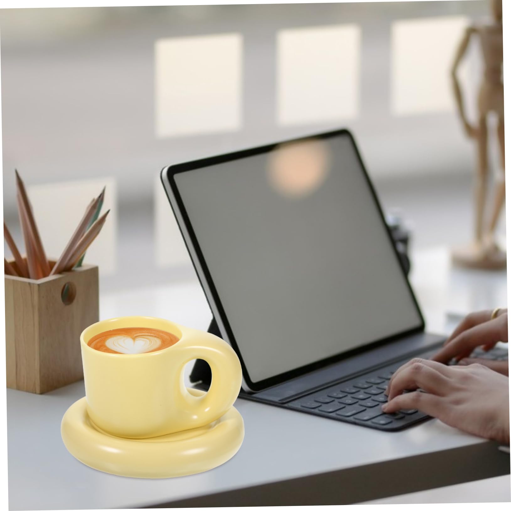 CHILDWEET 300ml Ensemble de Tasses à Café en Céramique avec Soucoupe