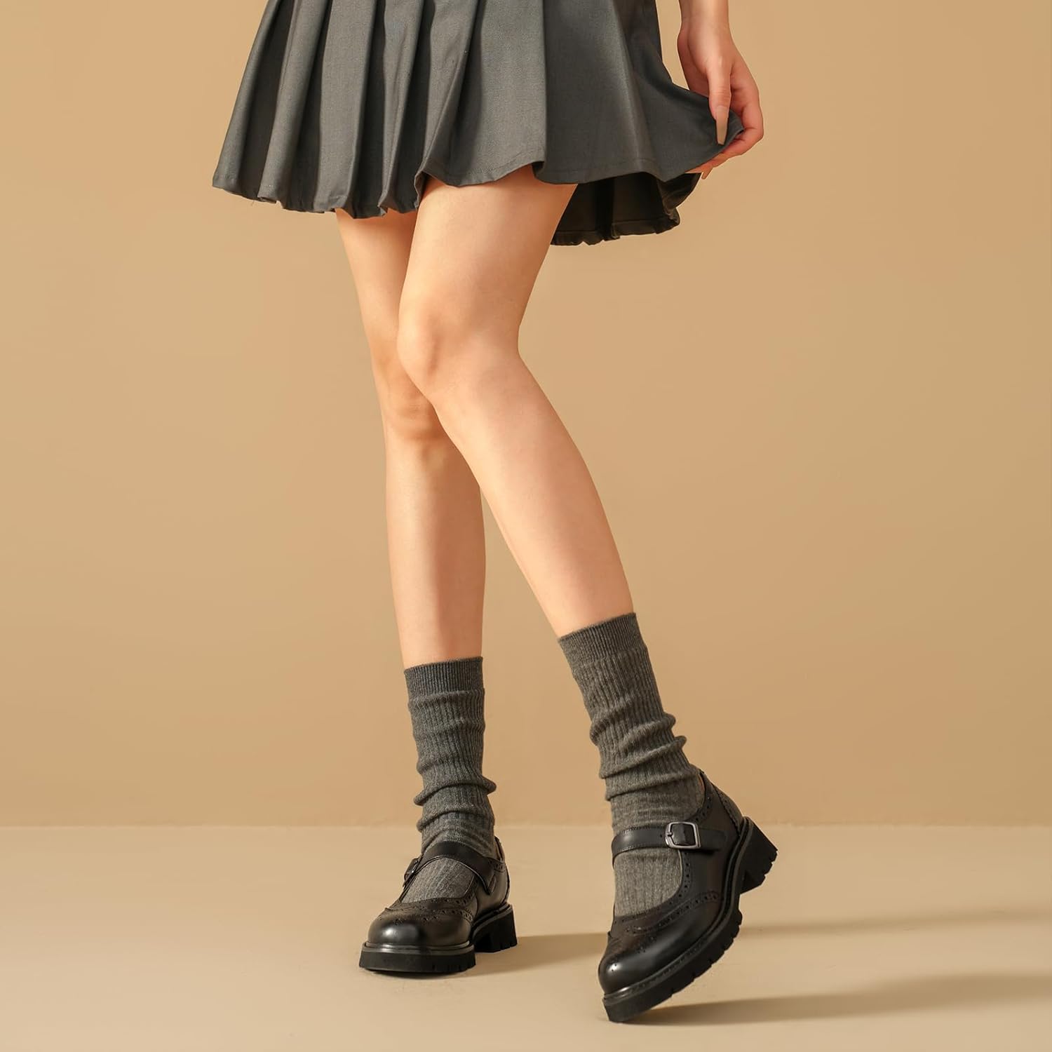 BEAU TODAY Mary Jane Shoes Women Mary Jane Flats Womens Oxford Wingtips Comfort Leather Round Toe Brogue Non-Slip Dressy Casual Cute Girls School Work Shoes - Image 3