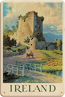 Ireland - Ross Castle Killarney - Vintage Travel Poster by William Medcalf c.1959-8 x 12 inch Vintage Wood Art Sign