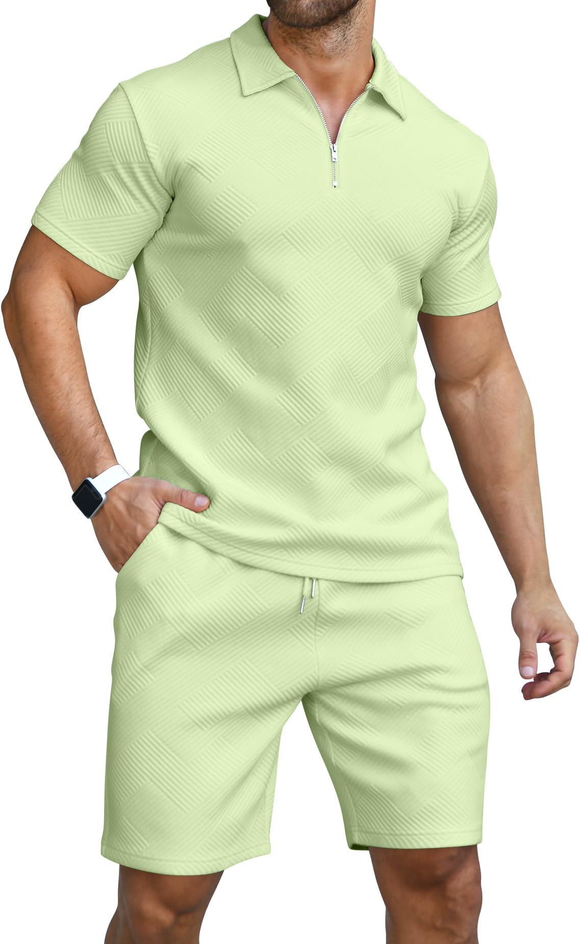 KUYIGO Herren Poloshirt & Shorts 2-Teiliges Set Sommer Trainingsanzug Kleidung Mode Casual Sweatsuits M-3XL