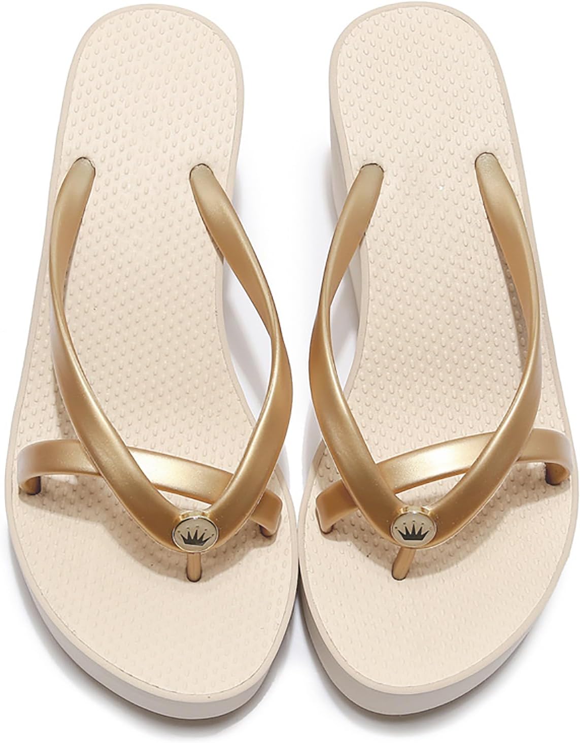 Women's Thong Wedge Platform Slides Sandals Fashion Comfort Open Round Toe Slip On Anti-Slip Chunky Heel Flip Flops Summer Pool Party Beach Walking Sandals