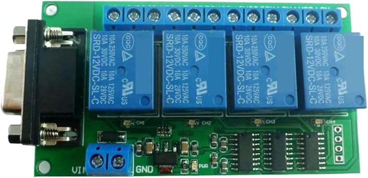 DC 12V 4 Channel RS232 Relay Board PC USB UART DB9 Interface Relay Module Serial Port Remote Control Switch