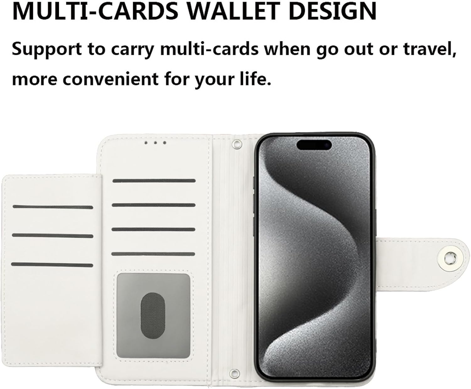Wallet Case for iPhone 15 Pro Max 6.7 inch with Wrist Strap Shoulder Strap, Argyle Pattern PU Leather Cell Phone Cover for iPhone15promax 5G i Phone15Max Plus iPhone15 ProMax Girls Women White