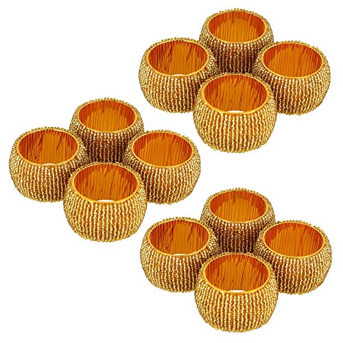 Shalinindia Handmade Beaded Napkin Rings, Gold (Set Of 12) #TOP2