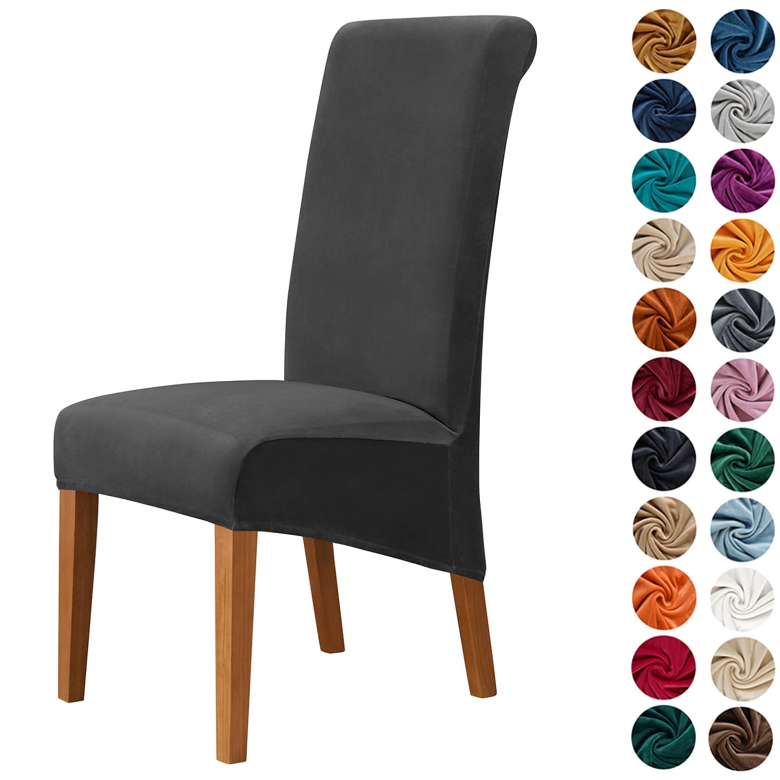 Morbuy Chair Covers Set of 2/4/6, Velvet High Stretch Dining Chair Slipcovers, Removable Washable High Back Chair Protector Covers for Hotel,Ceremony,Banquet,Kitchen,Restaurant (6pc,Anthracite)