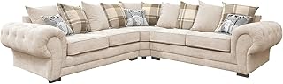 Verona Corner Sofa - Modular 2 C 2 Shaped Corner Suite - Comfy 5 Seater Couch - Upholstered Scatter Back Settee for Living Room and Lounge (Mink, 2C2)