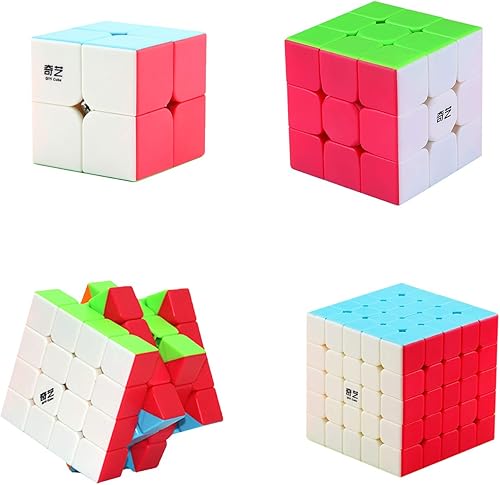 Miniatura 4 de Speed Cube Set Ahyuan Professional 4 Pack Magic Cube Bundle 2x2 3x3 4x4 5x5 cubos sin calcomanías, colección rápida y suave, rompecabezas de juguete