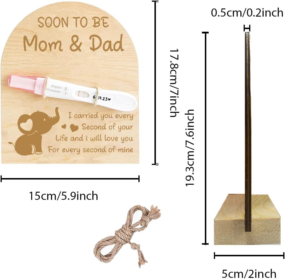 FREEBLOSS Wooden Pregnancy Announcement Sign Pregnancy Announcement for Dad Baby Reveal Ideas for Husband Hi Daddy Baby Keepsake Wooden Sign for New Dad, Elephant - Image 2