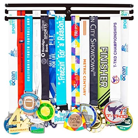 Perfect medal hanger display,Medal holder display hanger rack medals-Black medal holder wall mount easy to install race runner medal frame 3 Lines medal holder,gymnastics medal holder for girls Cover