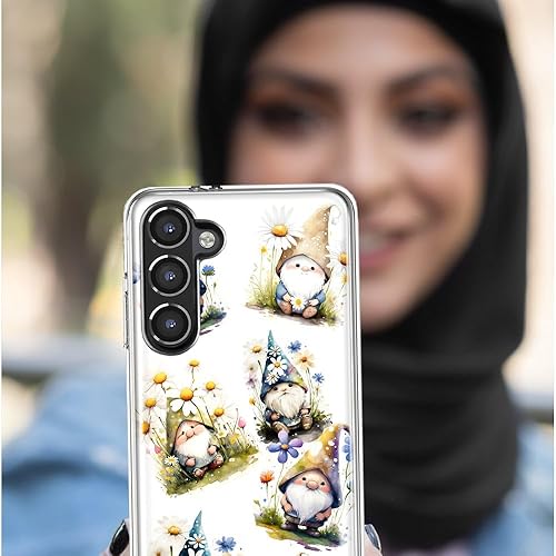 Miniatura 6 de Mundaze - Case for Samsung Galaxy A52 Slim Hybrid Shockproof Hard Shell Soft TPU Heavy Duty Protective Phone Cover - Cute White Blue Daisies Gnomes