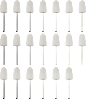 20PCS Wool Felt Polishing Bits White Wool Felt Point Mandrels 1/8 Inch Handle Conical Wool Polishing Point for Rotary Tools (10mm)