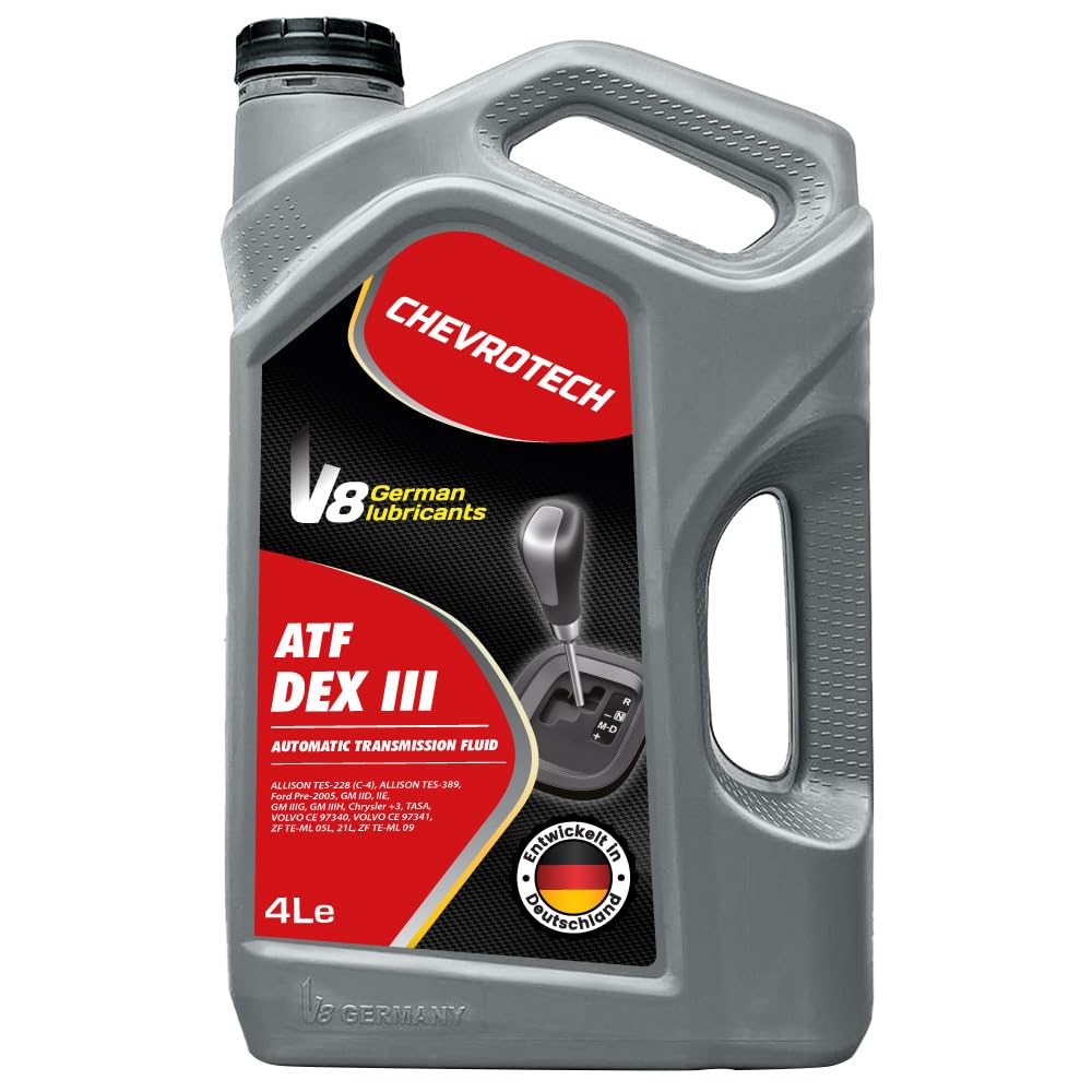 V8 German LubricantsATF DEX 3 Automatic Transmission Fluid & Gear Oil | Suitable for Various Transmission Systems | High-Performance Fluid for Smooth Shifting and Durability, 4 Liter