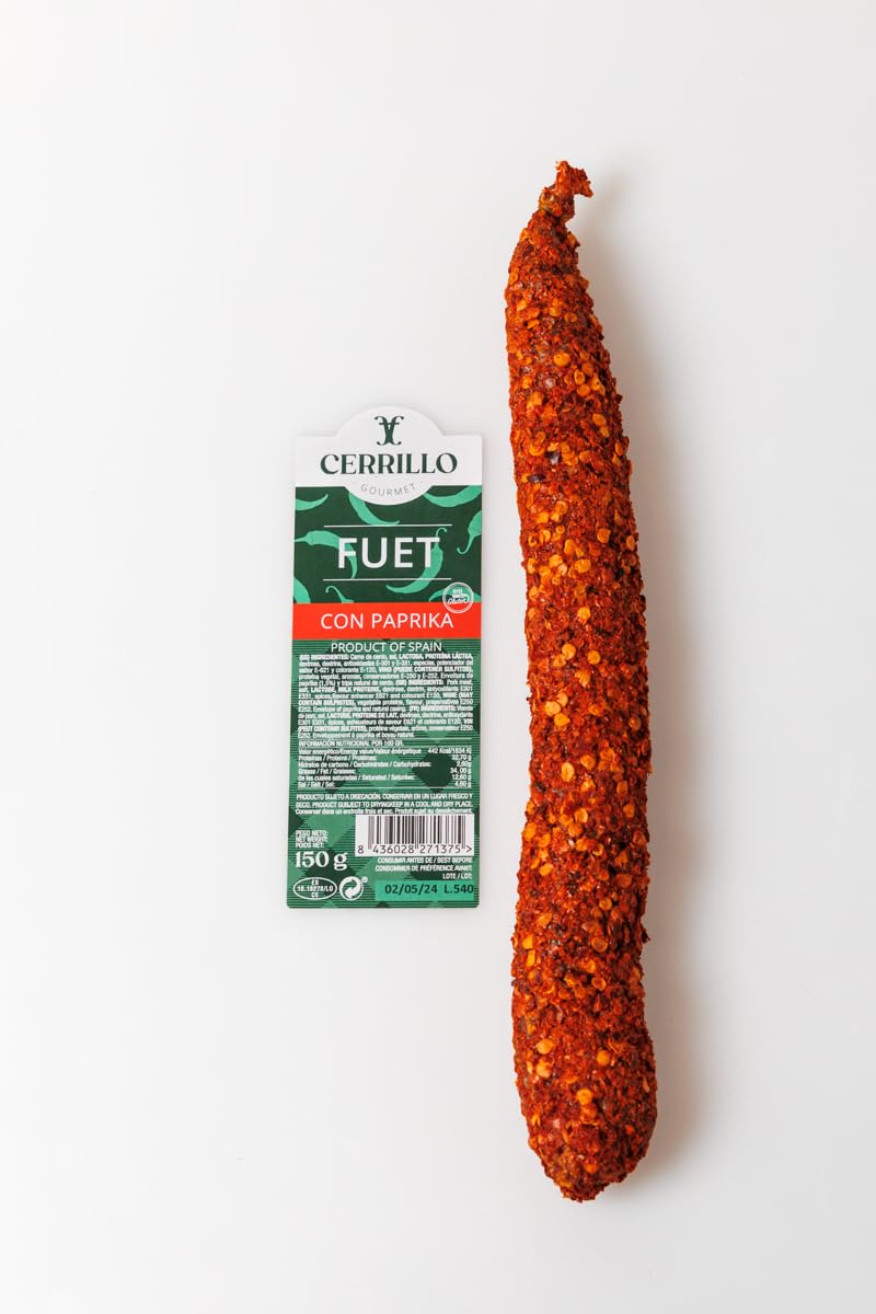Cerrillo Fuet Con Paprika - spanische gereifte Salami umhüllt von Paprika (1 x 150 gr)