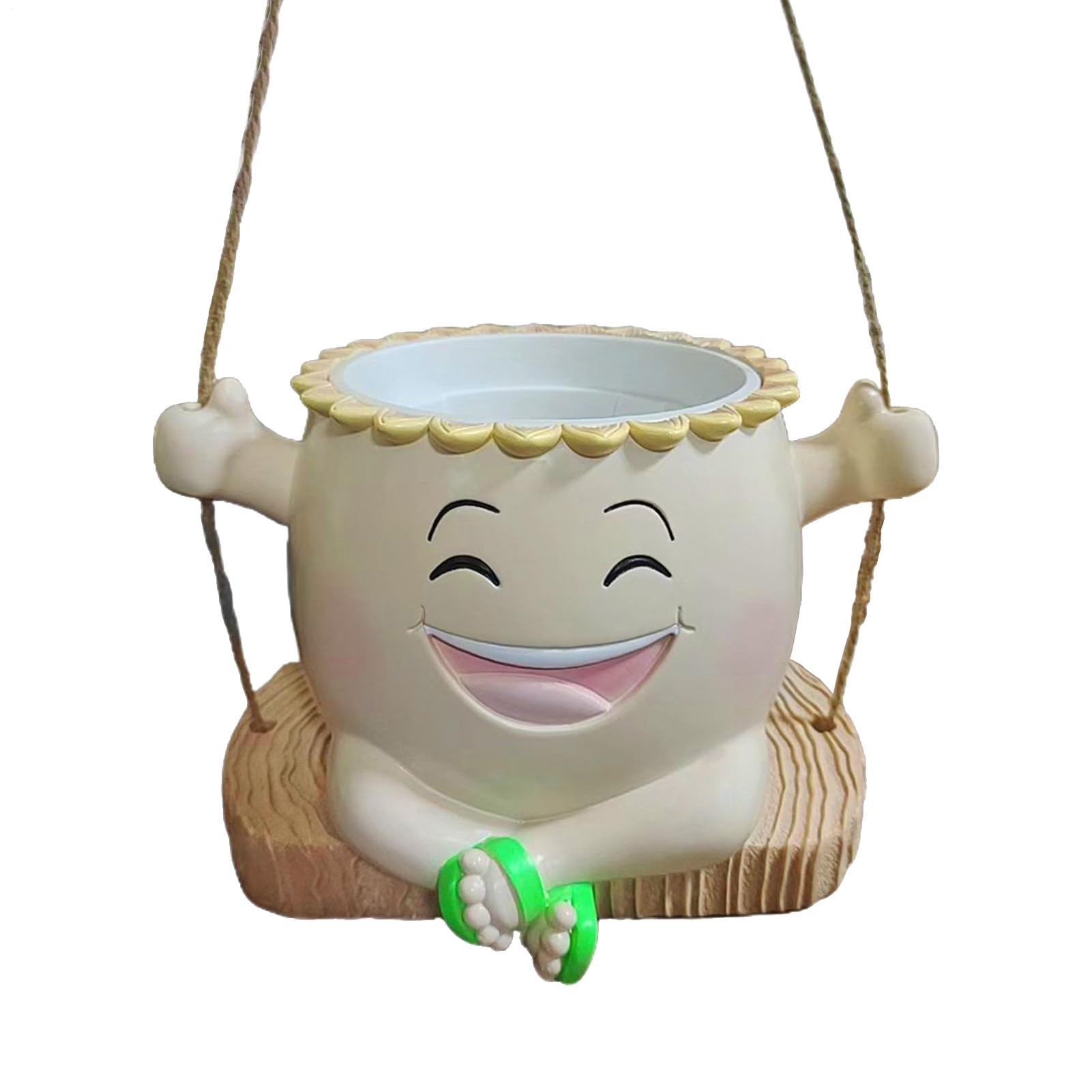Pot de fleurs balançoire en résine pour une déco de bureau originale et zen