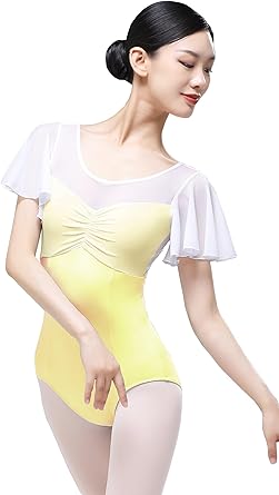 Amazon.co.jp: [s.lemon] バレエ 大人 レオタード, おしゃれ 半袖 白