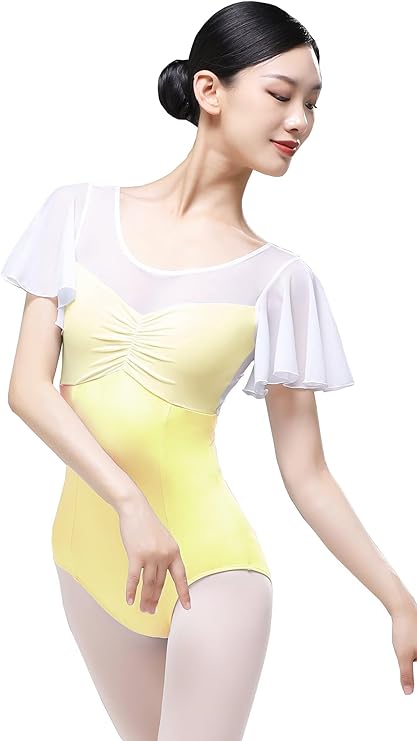 Amazon.co.jp: [s.lemon] バレエ 大人 レオタード, おしゃれ 半袖 白
