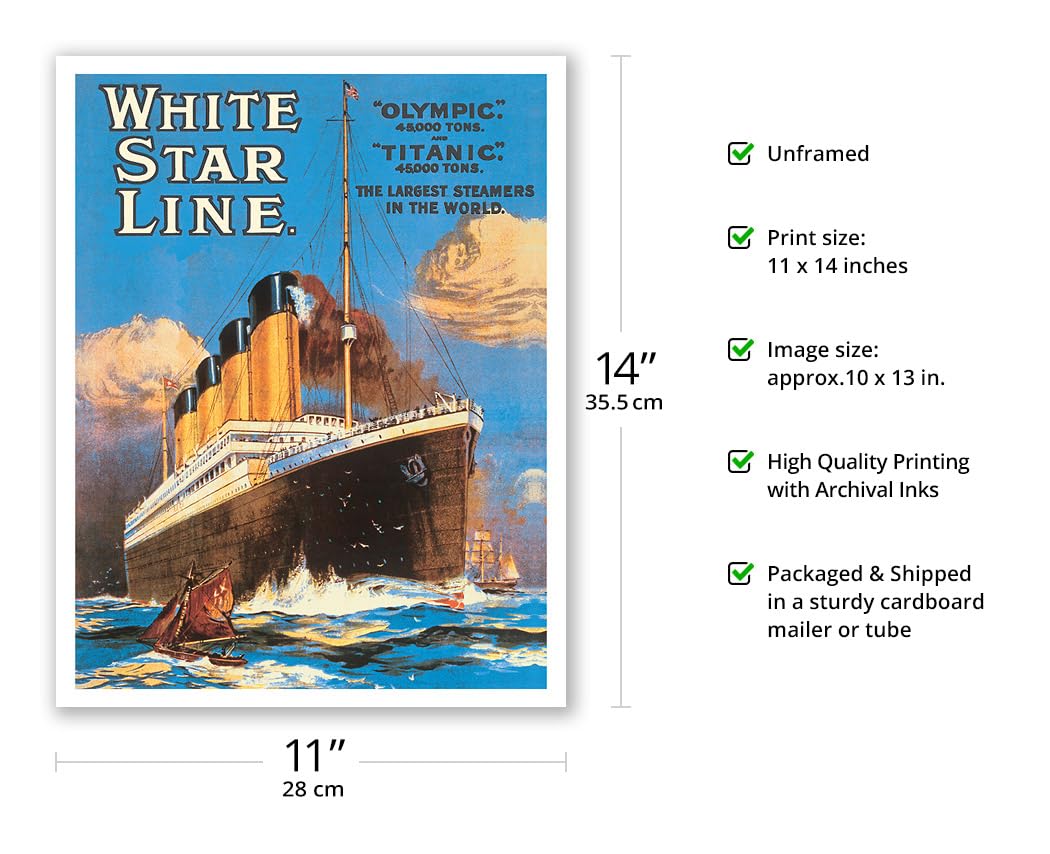 White Star Line - RMS Olypmic RMS Titanic - I Piroscafi Più Grandi Del Mondo - Poster Vintage Ocean - Foto 7