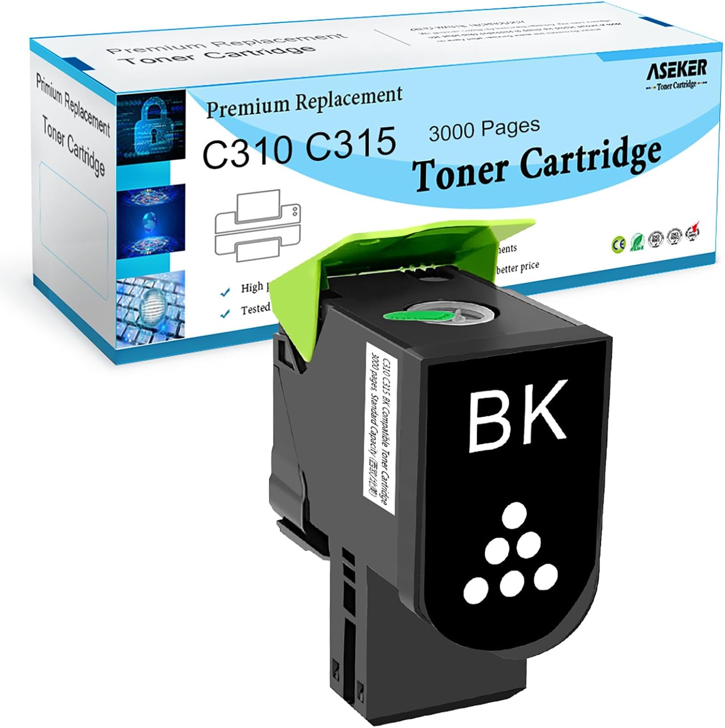C310 C315 Toner Cartridge Black 3000 Pages Yield Compatible for Xerox C310 C310DNI C310DNIM C315 C315DNI C315DNIM Printer 006R04356 (BK)