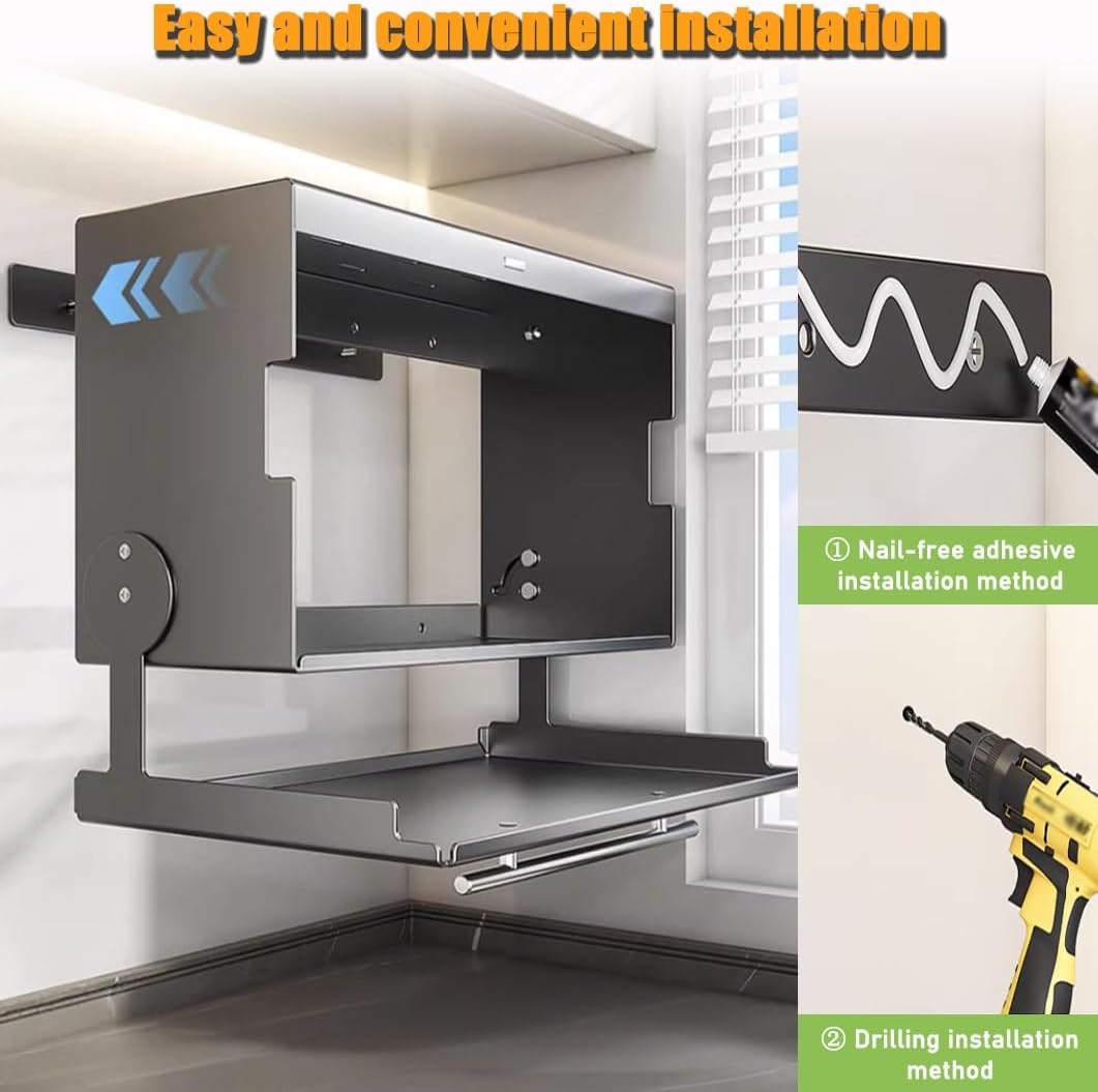 YVYKFZD 2 Tier Pull-Out Cabinet Organizer, 90° Foldable Drop Down Shelf, Large Capacity Kitchen Cabinet Organizer, Multifunction Hanging Storage, for Spices, Dishes(White,15.7"x6.2"x6.2")