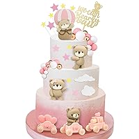 Vista 17 de Yinder Adornos para Tarta de Oso Mini Adornos para Tarta de Oso Adornos para Tarta de Bola de Perla Blanca y Oro para Decoraciones de Fiesta de Gris