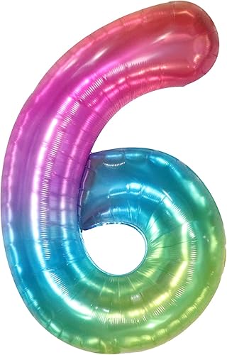 Miniatura 2 de Globos gigantes del número 60 para cumpleaños de niña – 40 pulgadas | Globo arcoíris 60 para decoraciones de cumpleaños 60 para niñas | Globos del
