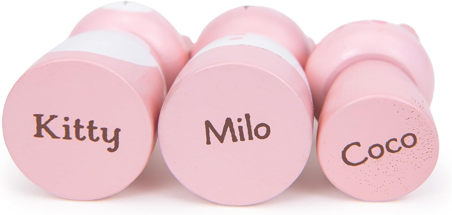 Tender Leaf Toys - Kitty’s Milkshake Van - Wood Pretend Play Food Truck on Wheels with Cats, Milkshakes, Ice Cream, Doughnuts and Accessories - Encourages Imaginative Play and Storytelling - Age 3+