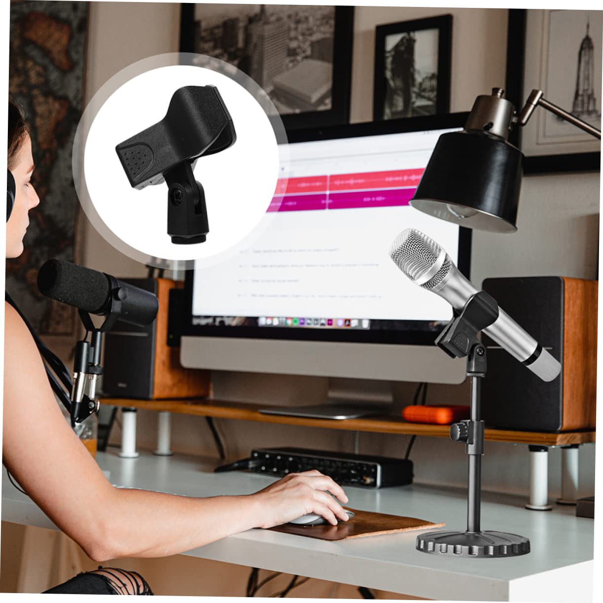 BRIGHTFUFU 6Pcs Microphone Clip Holder Mic Clip for Various Microphones Easy Installation Durable Material for Performances and Events