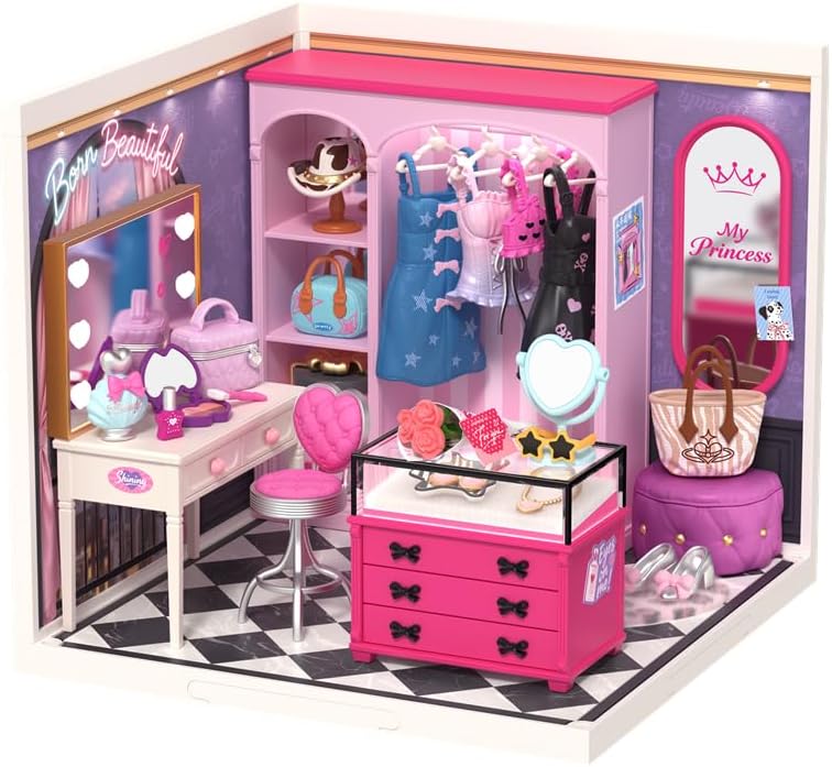 Rolife Super Creator Kits - DIY Plastic Miniature House for Adults, Micro Block Model Construction Set Ages 14+,Crafts/Hobbies/Brick Toys Teens & Up (Baddie Closet)