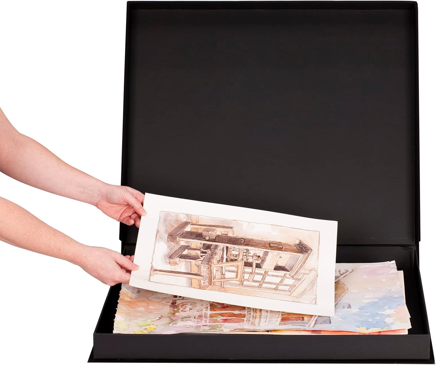 HG Art Concepts Eternity Archival Clamshell Photo Storage Box, Black - 20"x24" - For Storing Artwork, Photos & Documents, Deluxe Acid-Free, Sturdy & Lined With Archive-Quality Paper
