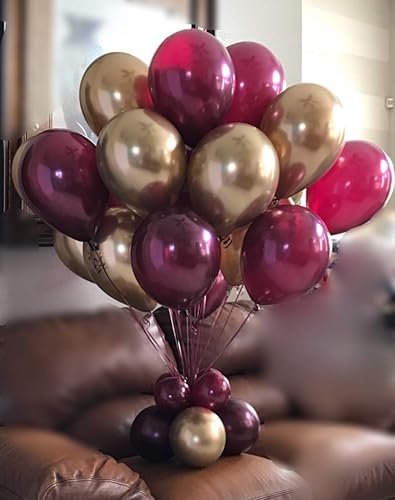 Miniatura 4 de Paquete de 50 globos color borgoña de 12 pulgadas (grosor de 0.14 ozpieza), globos rojos vino, globos redondos de helio, globos perlados granate,