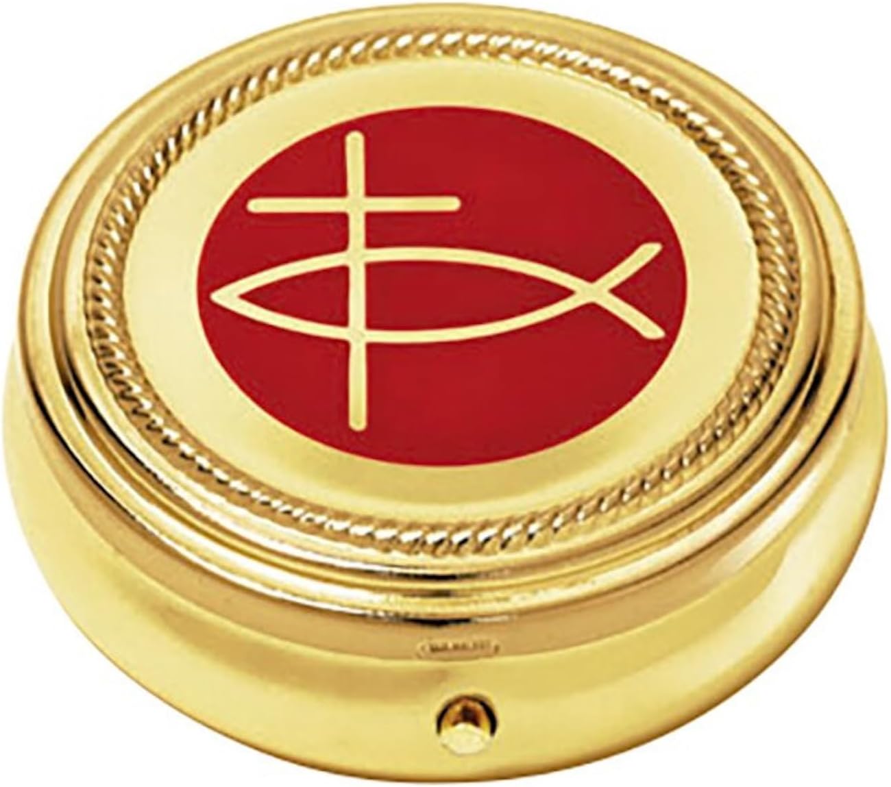 Christian Brands Eucharist Pyx Polished Brass, 3 Pack, Ichthus Cross