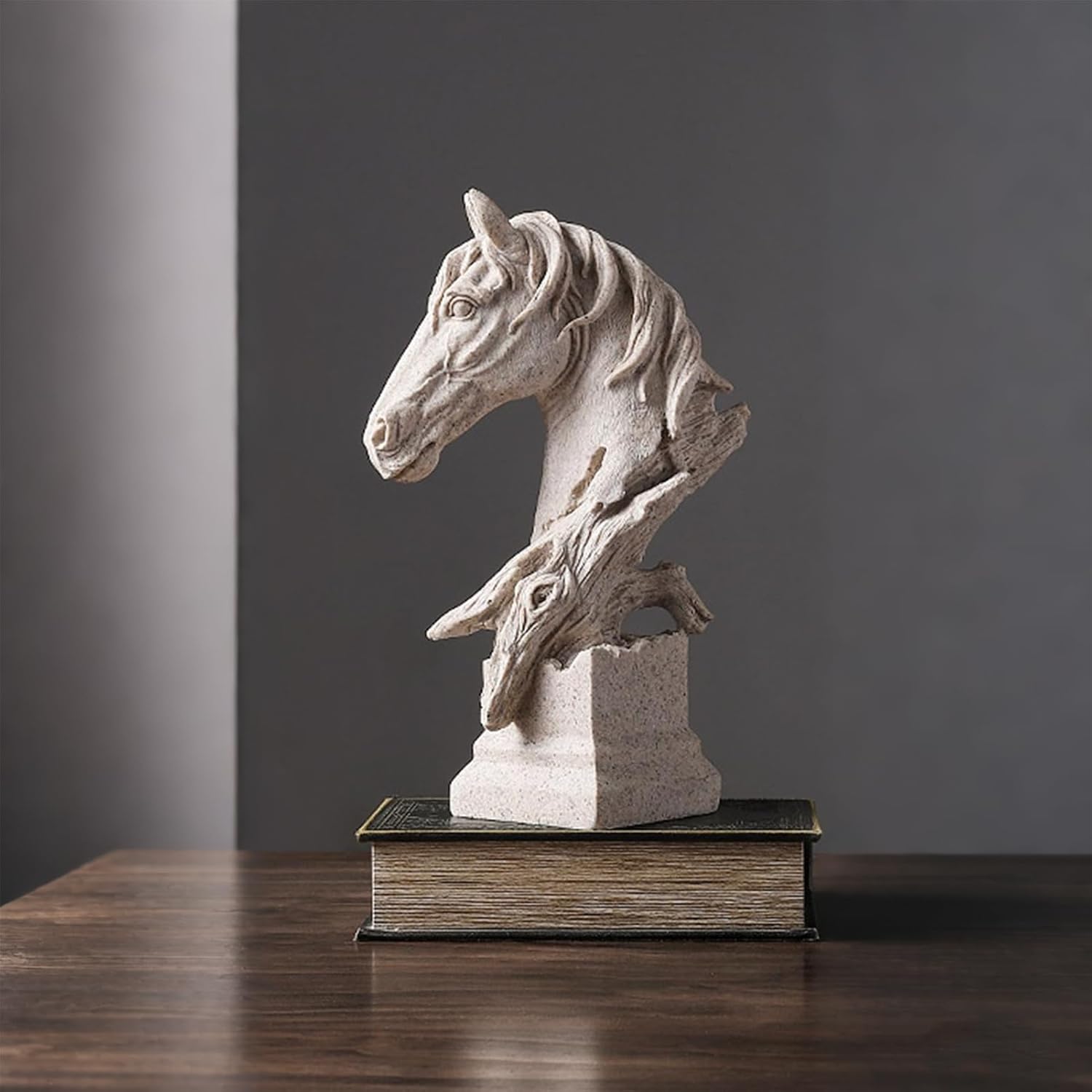 Sandstone Textured Horse Head Statue, 11.6" Resin Horse Sculpture, Rustic Western Decor for Home, Office, or Living Room, Modern Farmhouse Animal Figurine, Horse Lover Gift