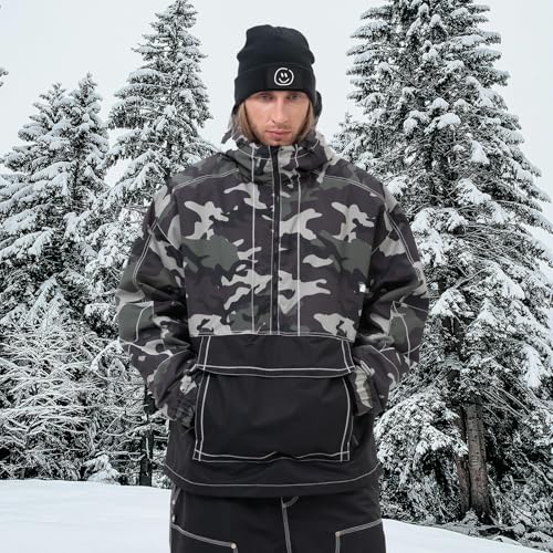 SNOWVERB Jaqueta masculina folgada com isolamento de neve, impermeável, grande bolso cargo à prova d