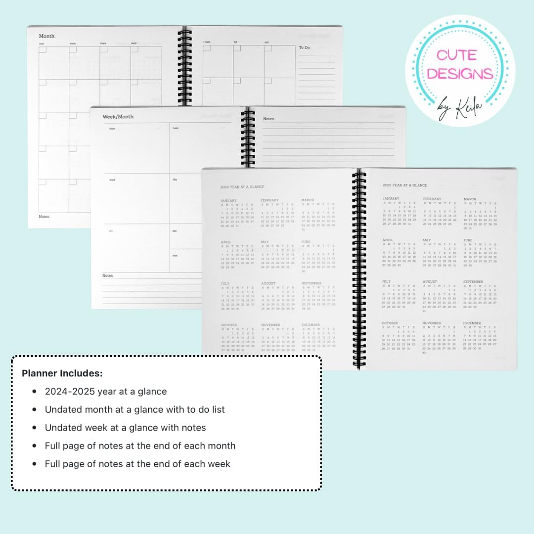 Personalized 2024-2025 Weekly and Monthly Planner, 8.5" x 11", 5.5" x 8.5" Spiral Hard Cover Planner for Women and Girls, Academic Planner, Office Planner for Work, Planner for School College