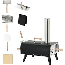 GOWE Outdoor Pizza Oven with 12" Stone, Peel and Cover, Portable Pellet Wood Fired Pizza Maker with Foldable Legs, Stainless Steel Pizza Grill for Outside, Backyard, Outdoor Kitchen