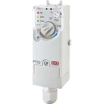 ELEKTROBOCK PT02 Application Thermostat Electronic Temperature Controller 230 V with Integrated Sensor and Adjustable Hysteresis Designed for Heating Pipes / Suitable for Pump Control