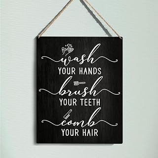 Funny Black and White Restroom Bathroom Rule Signs Wall Decor Funny Quote Wall Art Framed Cute Artwork for Washroom Home