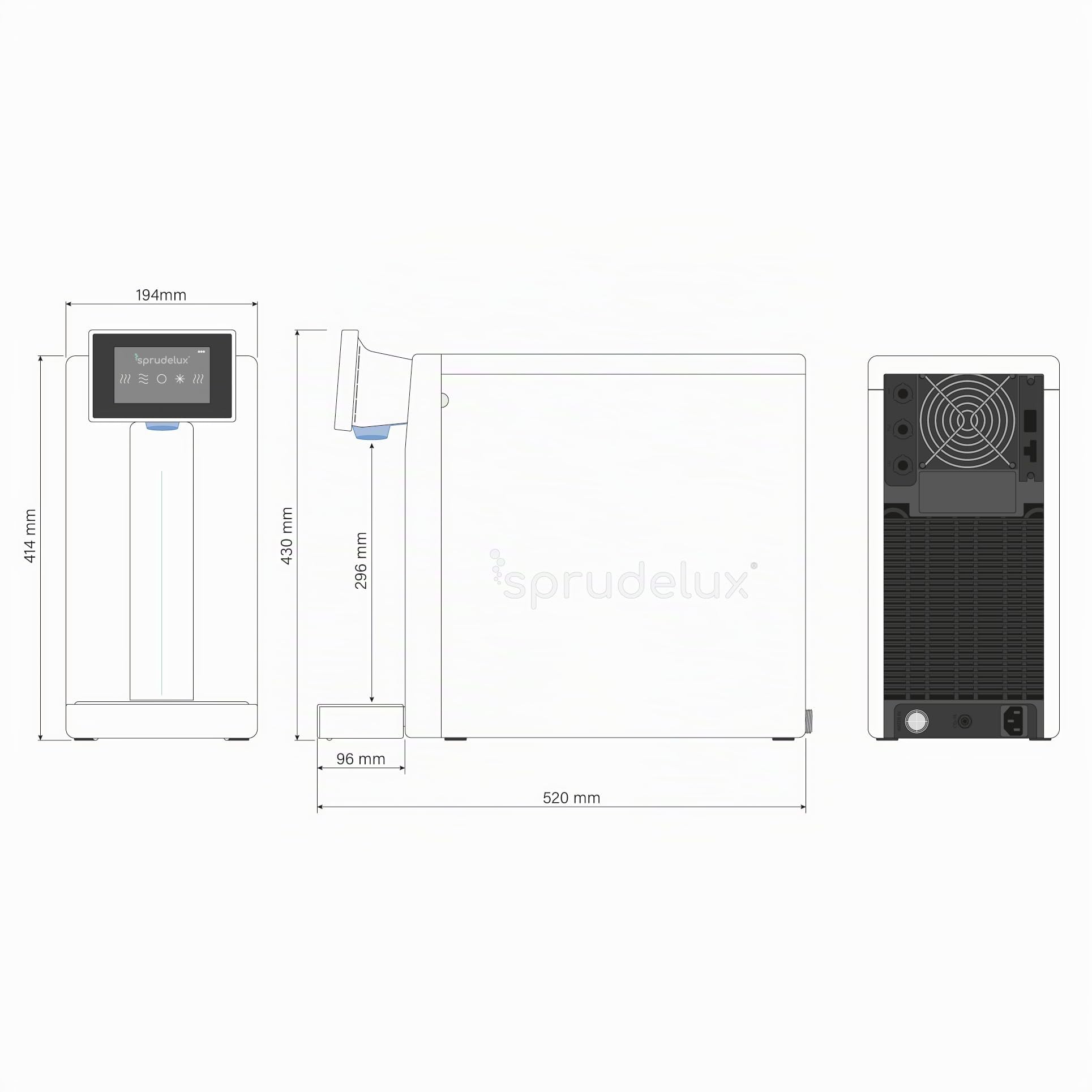 Power Soda Full Touch Wassersprudler – Auftisch Trinkwassersystem mit CO2-Karbonisierung, Auftisch-Tafelwasseranlage mit einstellbarer Kühltechnologie – Made in EU | (Schwarz)