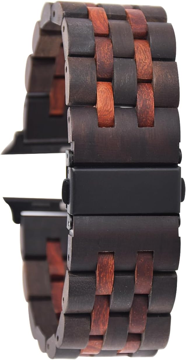 Wooden Band for Apple Watch 42(Series 3) 44 45 46 49MM, Natural Hard Wood Watch Strap, Bracelet Compatible with iWatch Series 10 9 8 7 6 5 4 3 SE Ultra