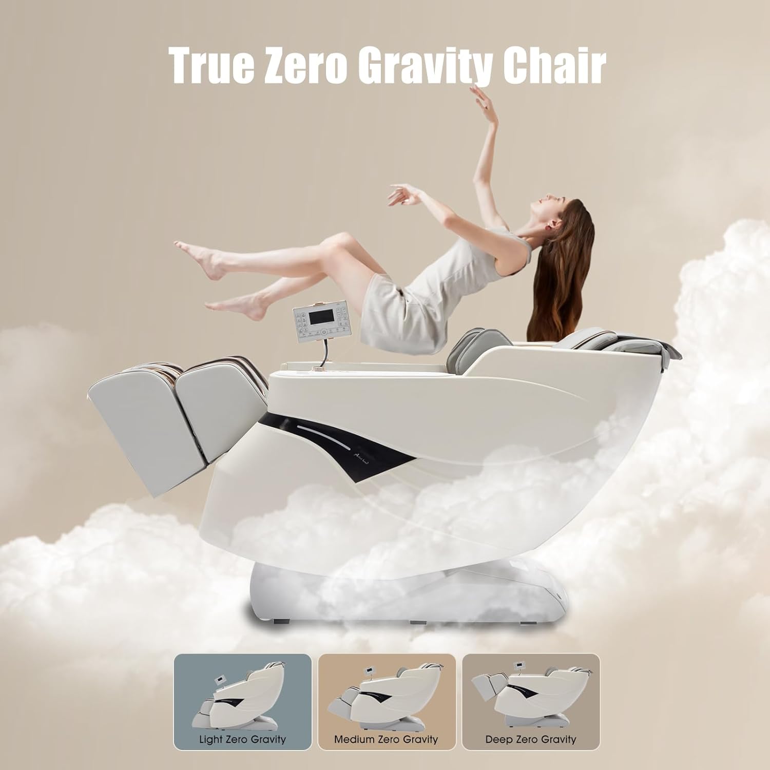 Three levels of Zero Gravity recline: Light, Medium, Deep