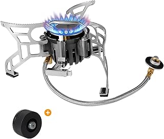 Bulin Campingkocher mit Piezozündung, Faltbarer winddichter Gaskocher, Gas Campingkocher geeignet für Outdoor, Camping, Trekking, Wandern und Picknick