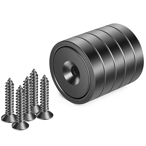 Vista 73 de Neosmuk Imanes con tornillos, imán de disco de neodimio fuerte de 130 libras con agujeros en el centro, imán de taza con orificio de montaje