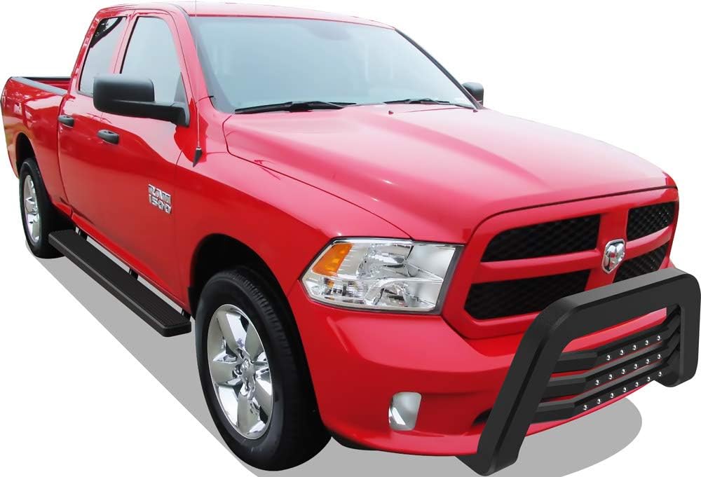 APS Unique Rivet Bull Bar Compatible with 2009-2018 Ram 1500 (Excl. Rebel) | Front Bar | Bull Bar | Front Brush Bumper | Grille Guard | Black