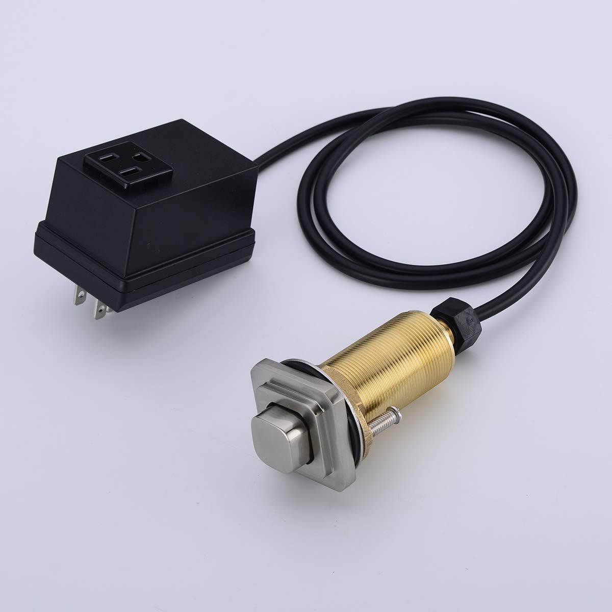 Hottest Sales BESTILL Sink Top Garbage Disposal Air Switch Kit, Brushed Nickel Full Brass Long Button (Square)