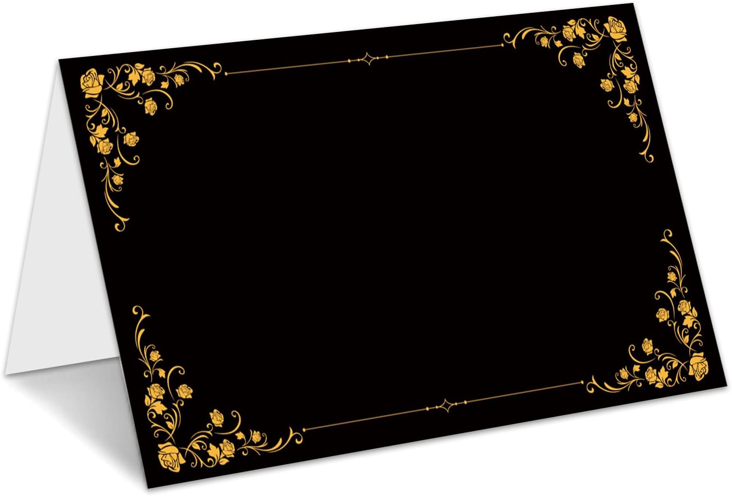 Black Place Cards, Name Cards for Table Setting, Tented Setting Cards