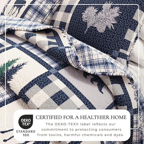 Great Bay Home Lodge Quilt Set - 3-Piece Full/Queen Size Rustic Bedding Set - Lightweight, All-Season, Reversible Bedspread (Navy/Grey) by Great Bay Home - Used condition - Image 2