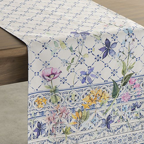 Maison D' Hermine Tablerunners 100% Cotton Decorative Tablerunner Table Cover For Gifts, Holiday, Dinner, Wedding, Baby Shower & Dining, Faience (Double Layer) - Spring/Summer (14.50"X72") #TOP3