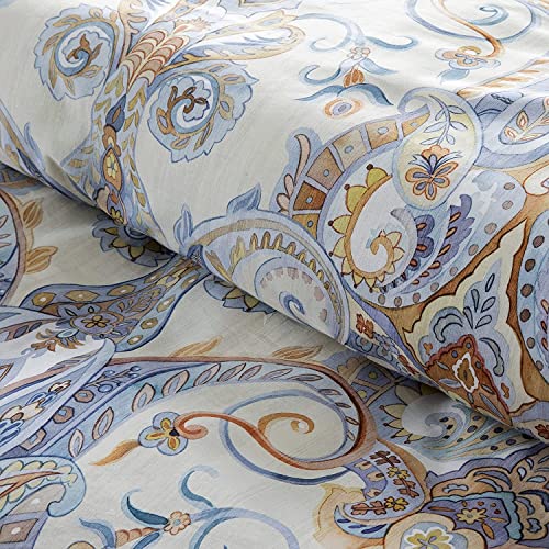 Image of Cotton Feel Glace Cotton Elastic Fitted Printed King Size Double Bed Bedsheet with 2 Pillow Cover(72 inchx78 inch) (White Rangoli)