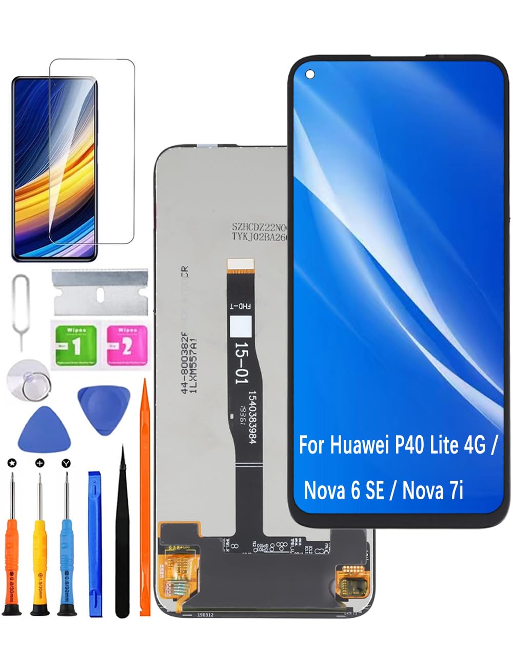 Replacement Original Display for Huawei P40 Lite 4G LCD Screen for Huawei Nova 6 SE/Nova 7i Display Screen Touch Digitizer Assembly Repair Parts Kit